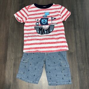 Kids Headquarters Boys Nautical themed T-shirt and Cargo Shorts Size 5 ⚓️⚓️⚓️